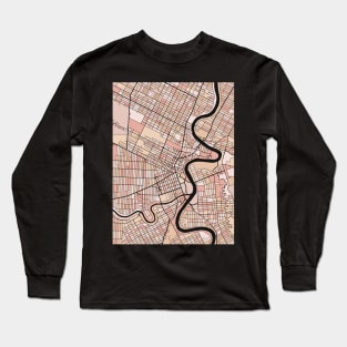 Winnipeg Map Pattern in Soft Pink Pastels Long Sleeve T-Shirt